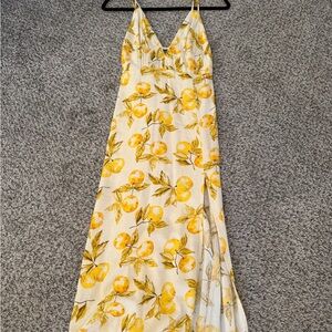 Urban Outfitters Yellow Lemon Print Midi Dress